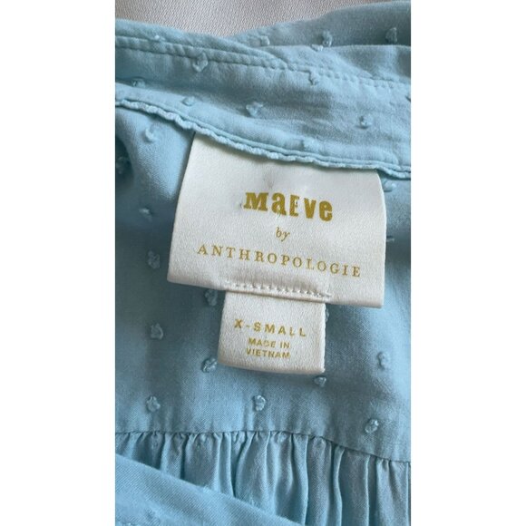 Maeve by Anthropologie Blue Rosa Swiss Dot Blouse Size XS - Picture 4 of 8
